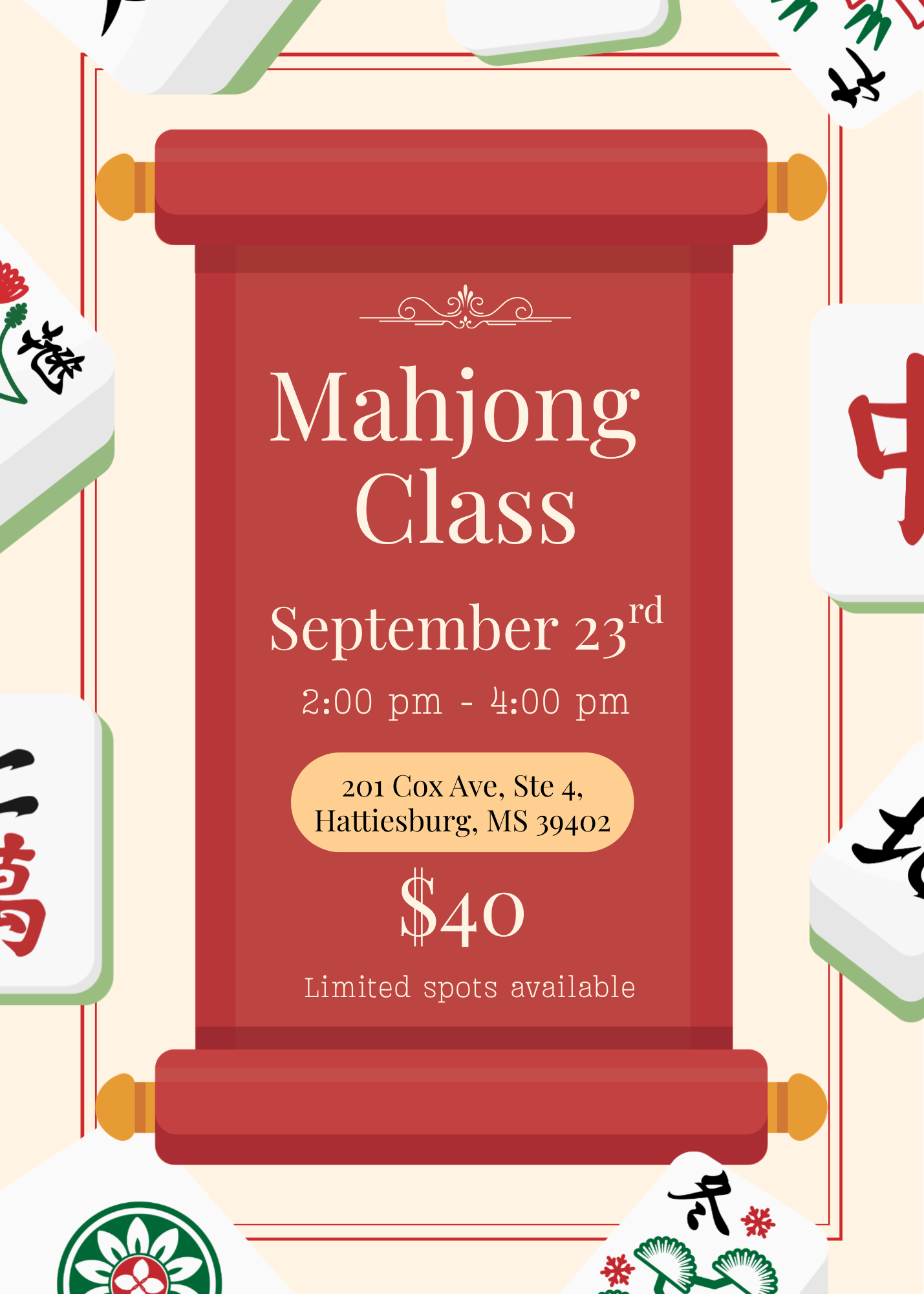Mah Jongg for Beginners! Sept 23rd